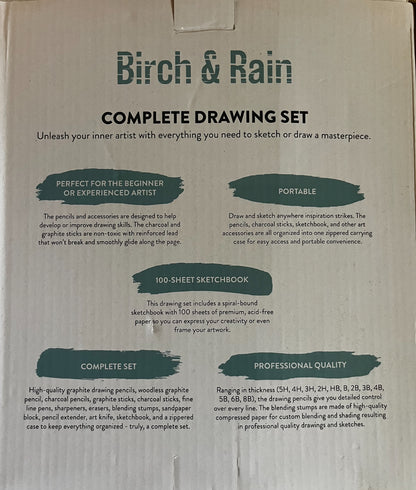 Birch & Rain 36 Piece Drawing Set