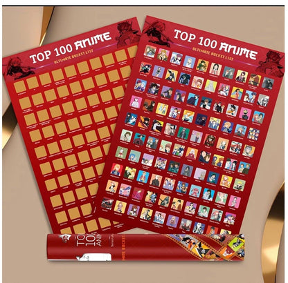 Me Time Joy Top 100 Anime Scratch Off Poster - Anime Stocking Stuffer
